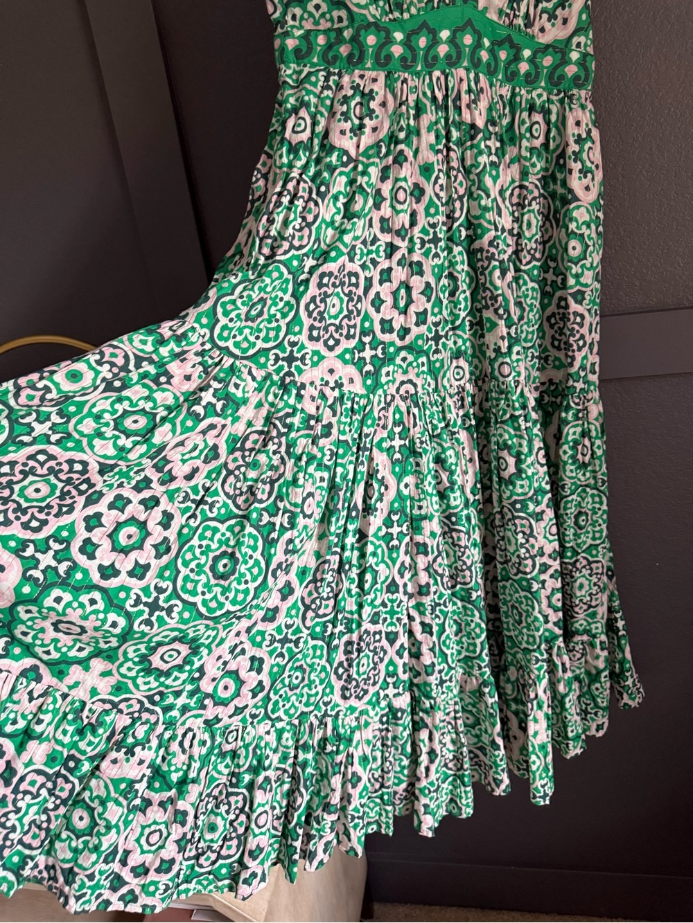 BODEN • NWT cotton maxi tie neck tank dress - 8 petite green white - Picture 8 of 12